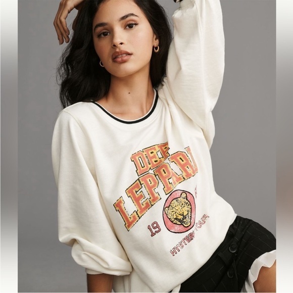 Anthropologie Tops - Pilcro Anthropologie Def Leppard Varsity Sweatshirt Size  small nwt